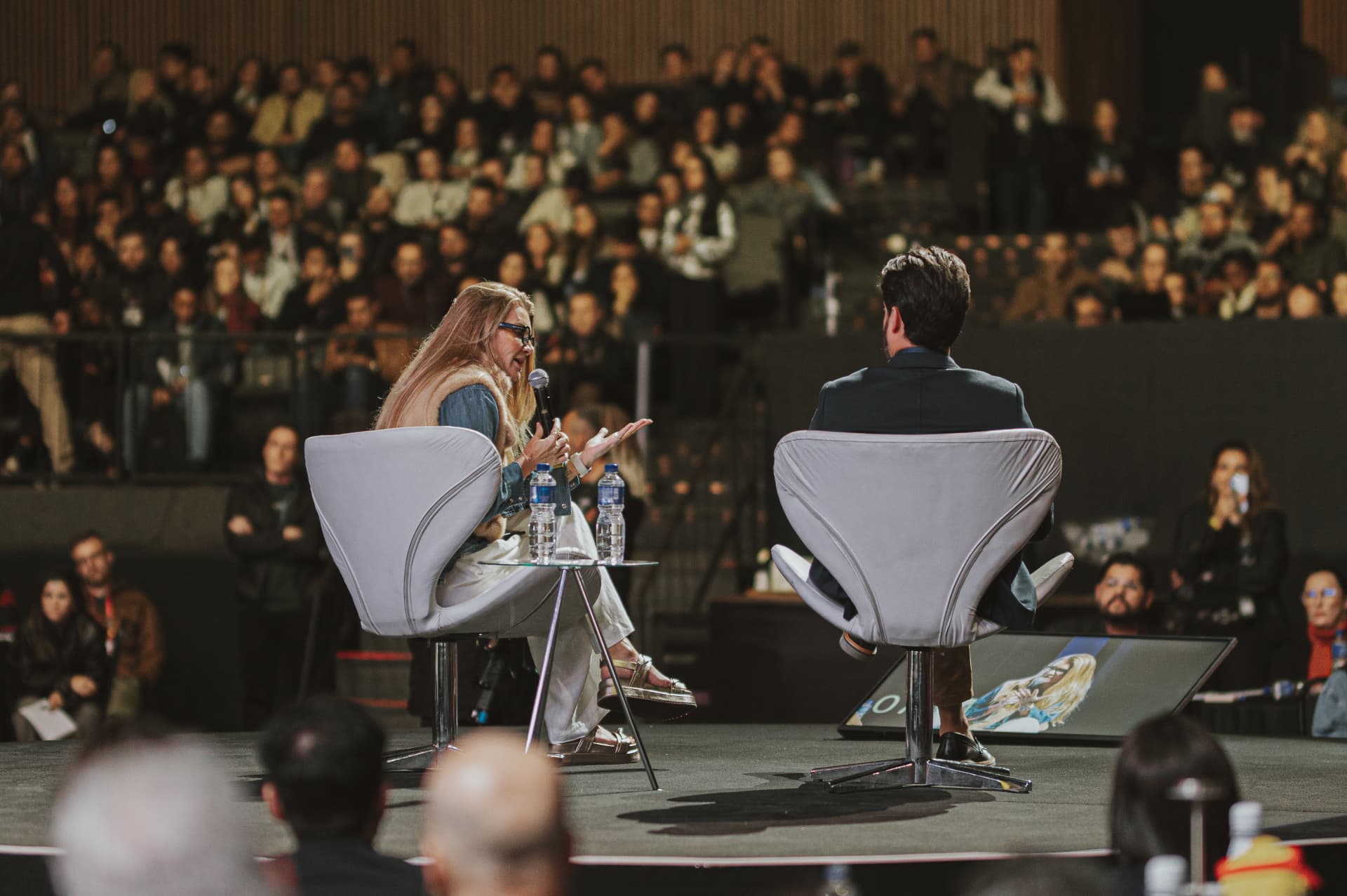 Erika Linhares em painel para grande plateia